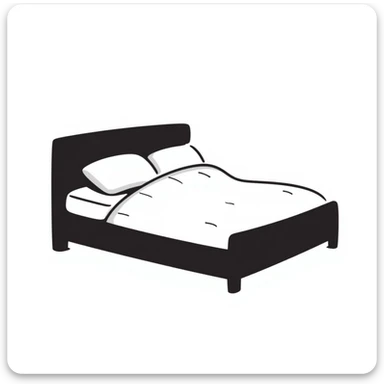 a bed, hand drawn doodle style, casual lines sticker