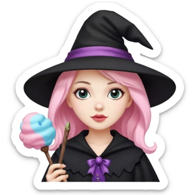 Witch with cotton candy sticker