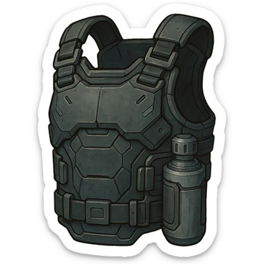 the image is the icon for a videogame insta-use item, it is armor [plate carrier]- futuristic cyberpunk - gray canister -ready to equip-  it is master craftsmanship sticker