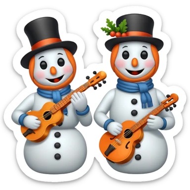 Snowmen with Musical Instruments sticker