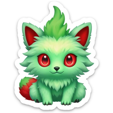Kawaii Cute Edgy Green Red ethereal Fionbri-Vernid-Trico-animal-creature full body sticker