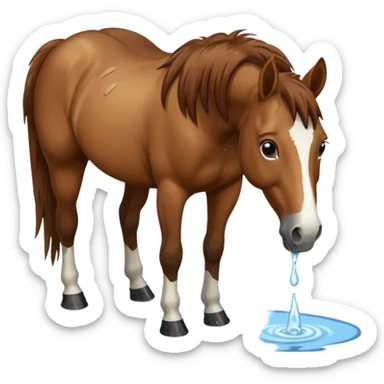 realistic horse drinking water from a puddle sticker