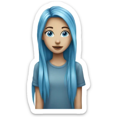 teenage girl with blue eyes and long blue hair and nose ring sticker