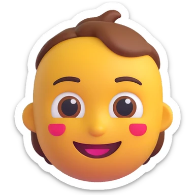 3D emoji of a person with a slight smile, realistic style, inspired by reference photo sticker