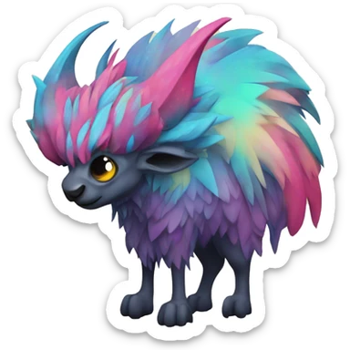 a colorful edgy vernid-fionbri-animal-creature with splash patterns sticker