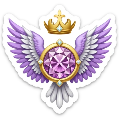 holy emblem with white wings and light purple diamond in the middle sticker