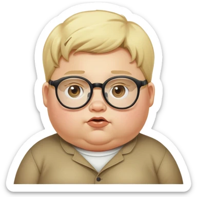 A really really fat blonde kid with glasses sticker