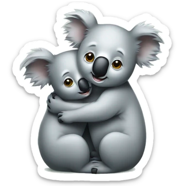 a male koala bear hugging a female koala bear sticker