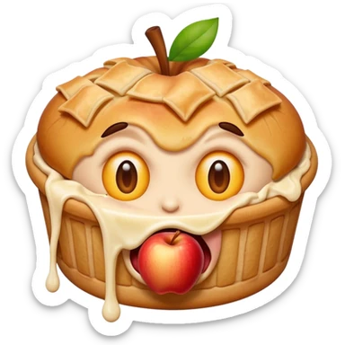 Emoji shaking it head with it’s tongue out and crazy eyes like it just saw a apple pie and is dying to eat it sticker