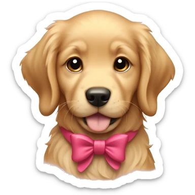 Golden retriever puppy with bow collar sticker