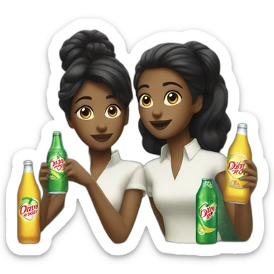 A black girl and black hair in a bun drinking Canada Dry sticker