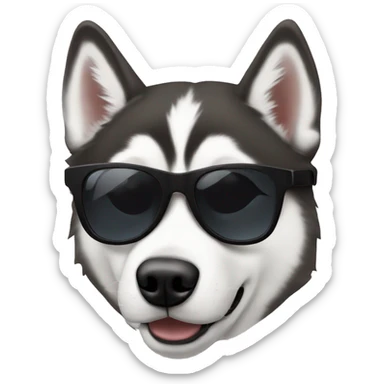 A Siberian husky with sunglasses sticker