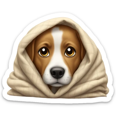 Dog in a blanket sticker