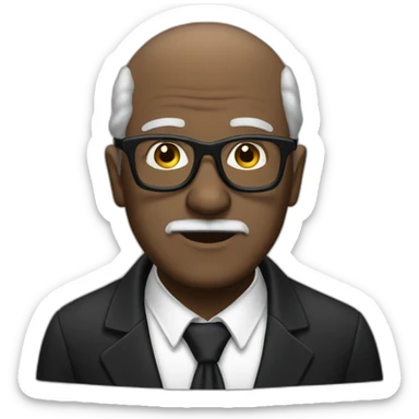 Old man pianist bald black glasses sideburns black shirt sticker