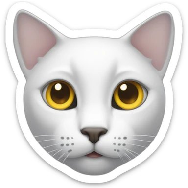 White cat with grey spot on top of head and yellow eyes sticker
