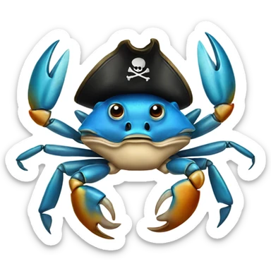 Blue Crab wearing pirate hat sticker
