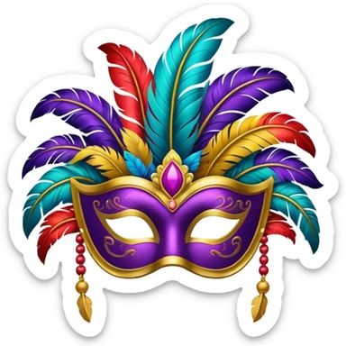colorful carnival mask with feathers sticker