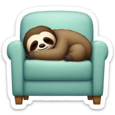 sloth sleeping on the armchair  sticker