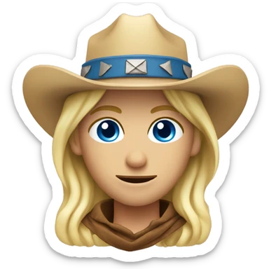 Blonde cowboy blue eyes straw in their mouth sticker