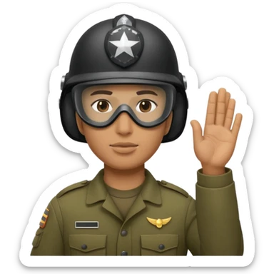 Soldier saluting with helmet + mask sticker