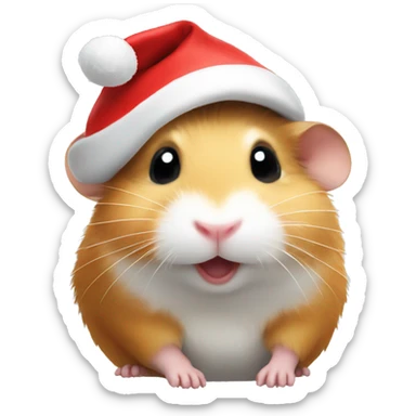 A hamster wearing a Santa hat sticker
