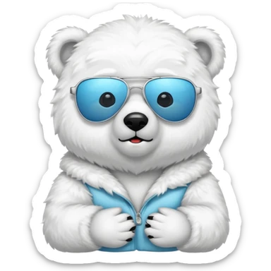 baby Polar bear with sun glassé sticker