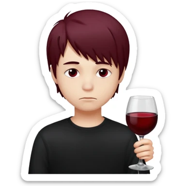 Bebendo vinho emo adolescente masculino com o rosto triste sticker