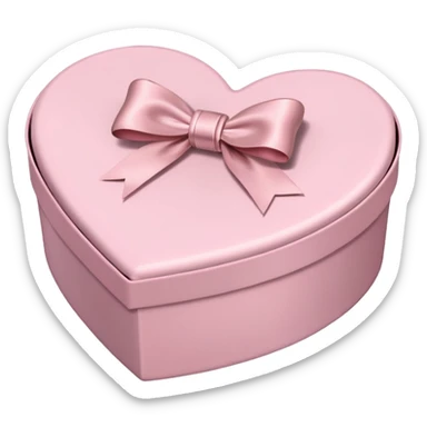 pale pink heart box, pale pink bow, filled with chocolates inside sticker
