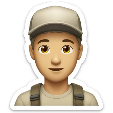 young guy in a cap with brown eyes and short hair light skin color sticker