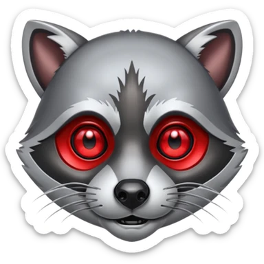 Cyborg racoon face red eyes sticker