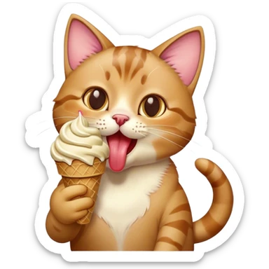 Cat licking icecream sticker