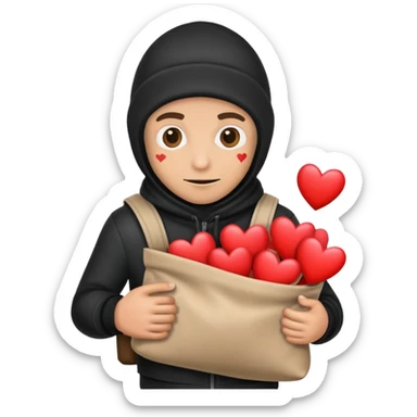 Burglar with bag of hearts  sticker