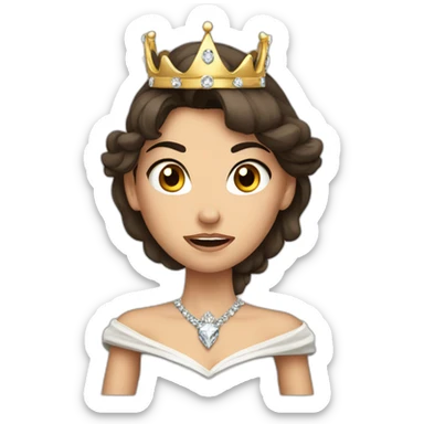angry brunette princess with a big crown with diamonds sticker