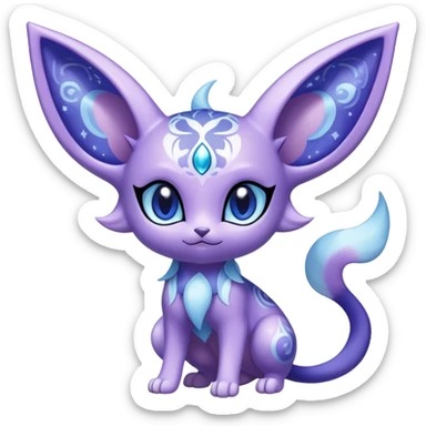 Shiny Exotic Cute Adorable Majestic Ethereal Sparkly Espeon-Meowstic-Hybrid-Creature with pattern-markings sticker