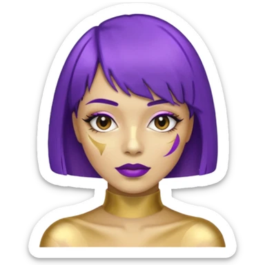 Purple bob haircut gold skin woman sticker