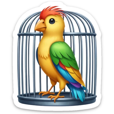 bird inside of cage sticker
