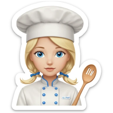 Sexy Long Blonde hair blue eyed female chef sticker