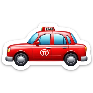 A red taxi cab with soda bubbles around it sticker