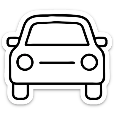 car, black outlined icon style, crisp lines, no fill sticker