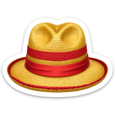 Straw hat  yellow and red sticker