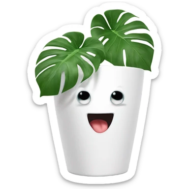 Monstera in a white pot, dancing to music sticker