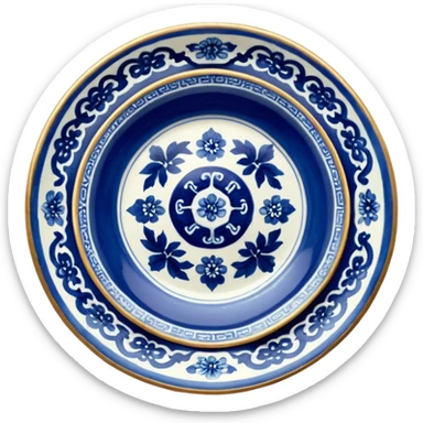 antique chinese plate blue sticker