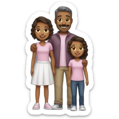 family dad two daughters sticker