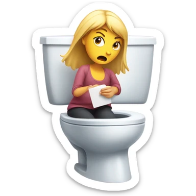 girl throwing phone into the toilet while mad sticker