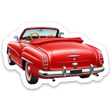 rear view classic red convertible sticker