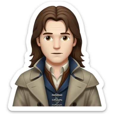 Van Helsing (male) from Dracula with long brown hair sticker