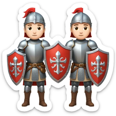 medieval soldiers 2 people with shields prepare for battle sticker