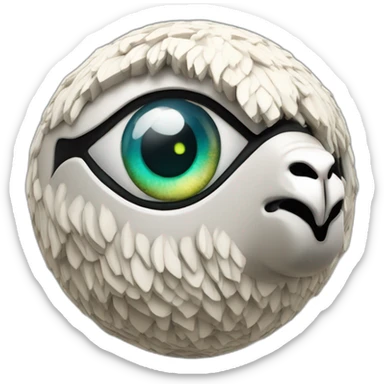 3d sphere with a cartoon Llama skin texture with Eye of Horus sticker