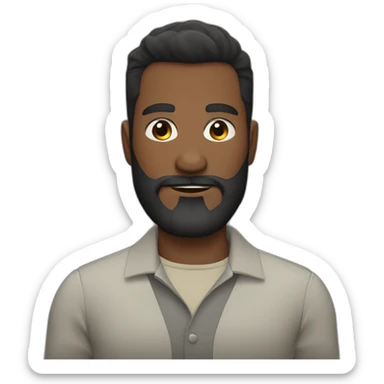 Cara de un chico delgado barba canosa pelo negro corto por abajo y màs largo por arriba pelo moreno con barba corta canosa sticker