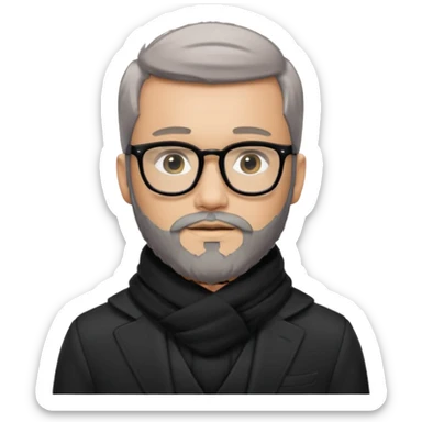 gray scarf male  beard hair with suit glasses sticker